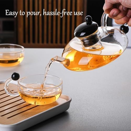 Sereno Filtration Teapot Set, Innovessa Tea Pot, 20oz Sereno Filtration Glass Teapot Set with Infusers for Loose Tea(Black) - Image 7