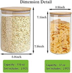 Glass Storage Jars Set Elegant Containers with Airtight Bamboo Lids, Perfect for Kitchen Organization - Flour, Rice, Pasta, Sugar, Coffee Beans (2 packs(37oz) / 2 packs(111oz)) - Image 2