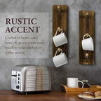 MyGift Wall Mounted Wooden Mug Rack - 3 Hook Rustic Burnt Wood Teacup Mug Storage Organizer, Set of 2 - Image 3