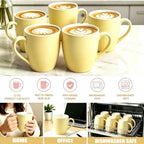Coffee Mugs Set of 6, 12oz Yellow Ceramic Coffee Mugs Cups with Handle - Image 4