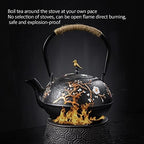 Cast Iron Teapot with Removable Stainless Steel Infuser Internal Enamelware Iron Teapots with Birds and Plum Flower Beautiful Pattern (4) - Image 5