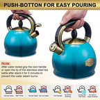 Whistling Tea Kettle Stove Top Teapot, Stainless Steel Teakettle (2.8 QUART, Blue) - Image 3