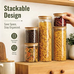 3 Pack 960 ML / 32 FL Oz Glass Storage Container with Wood Lid - Image 3