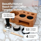 Espresso Tamping Station With Tools - 58mm - Includes Tamper, Distributor, Dosing Funnel & Brush - Wooden Coffee Tamper Station - Espresso Organizer & Portafilter Holder, Best Gift for Coffee Lovers - Image 2