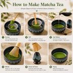 7PCS Matcha Set, Matcha Making Kit Includes Matcha Whisk and Bowl, Tea Lid, Scoop, Strainer and Match Whisk Holder, Tea Towel, Matcha Whisk Set for Matcha Lovers (Reactive Glaze) - Image 5