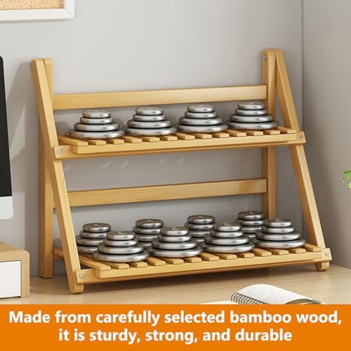 2-Tier Wooden Mug Holder Countertop, Coffee Station Organizer, Bamboo Counter Shelf for Tea Coffee Bar Accessories, Matcha Stand, Cup Display, Kitchen Condiment Storage Rack,Brown,15.75IN - Image 4