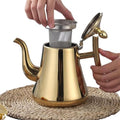 Gold,1.5L,Coffee Tea Pot, Stainless Steel Pour Over Kettle Gooseneck Spout Teapot Coffee Pot with Filter, Large Capacity Polished Teapot Kettle for Home Hotel Cafe Bar Restaurant by LGRFUXIN