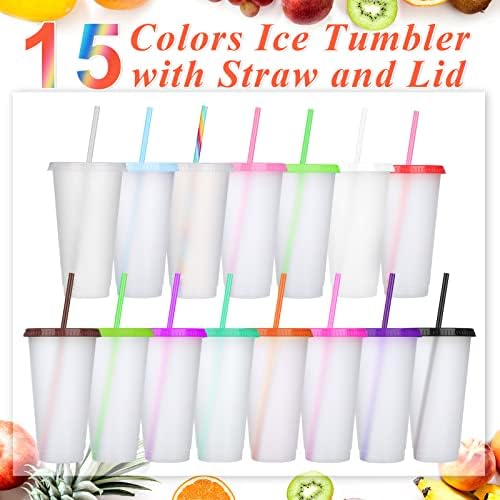 Honeydak 60 Pack Plastic Cups with Lids Straws,Pretty Color - Image 3