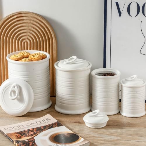 Nihow Food Storage Jar, Ceramic Canister Sets for The Kitchen,Set of 4 - Image 3