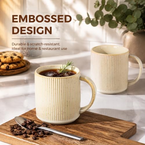 theterra Ceramic Coffee Mugs Set of 6, 14.2 oz Coffee Cups with Handle - Image 6