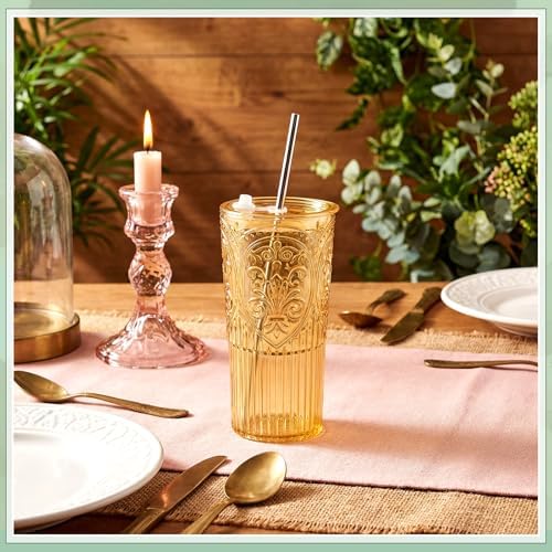 8 Set Vintage Tumbler with Lid and Straw, Iced Coffee Cup, Mixed Color - Image 5