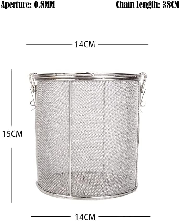 Stainless Steel Brine Cage Filter Screen, Spice Flavoring Filter Screen with Extended Chain Hook, Used for Brewing Loose Leaf Tea, Spices and Condiments,14cm - Image 2