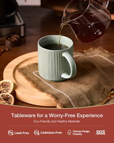 famiware Coffee Mug Set of 4, Star 12 oz Ceramic Mugs Cups Set with Handle - Image 2