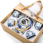 Japanese Tea Set, Ceramic Floral Tea Pot and 4 Pieces Cups - Image 5