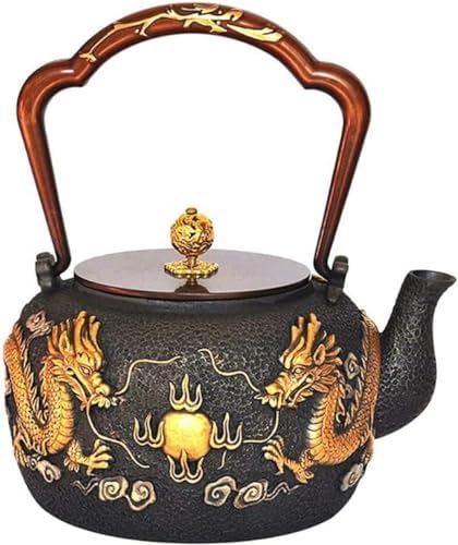 Stovetop Cast Iron Tea Kettle, Large Japanese Teapot Kettle Dragon with Handle for Wood Stove Induction Cooker and Gas Stove Stainless Steel Tea Kettle/15 by Unknown