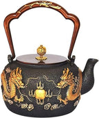 Stovetop Cast Iron Tea Kettle, Large Japanese Teapot Kettle Dragon with Handle for Wood Stove Induction Cooker and Gas Stove Stainless Steel Tea Kettle/15 by Unknown