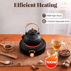 Electric Mini Stove Portable Hot Plate, 110V 700W Electric Heater with Adjustable Power for Teapot/Kettles/Ceramic/Glass Kettle, Electric Stove for Boiling Water, Making Tea/Coffee, Single Burner - Image 2