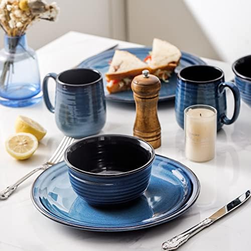 HASENSE Coffee Mugs Set of 4, 15 Ounce Ceramic Coffee Cups with Handle, Large Mug Set for Latte, Tea, Chocolate, Modern Cup Gift for Men and women, Dishwasher & Microwave Safe(Blue) - Image 6