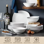 MALACASA Dinnerware Sets, 24-Piece Porcelain Square Dishes, Grey White Ceramic Dish Set for 6, Chip and Scratch Resistant Plates and Bowls Sets, Series ELISA - Image 3