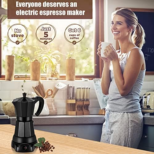 SHANGSKY Coffee Pot Electric Moka Pot 6 Cup, Aluminum Espresso Coffee Maker - Image 2