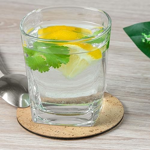 Coasters for Drinks 4 Pcs Cork Vegan Round Edge Sturdy Light Weight Drink Coaster with Holder Table Housewarming Home Kitchen Decor Gift Set for Women Men (Natural) - Image 2