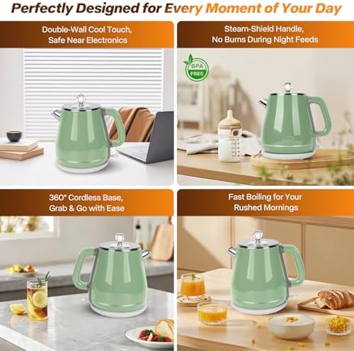 1.8L Electric Kettle, Tea Kettle with Fast Boil 1350W,Sage Green - Image 6