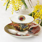 Floral Tea Cups Saucers Set of 2, Vangogh Paintings Bone China 7 oz British Teacups Porcelain Tea Cups Coffee for Rose Teacups Cappuccino Espresso Latte (White Roses & Flowers Vase) - Image 7