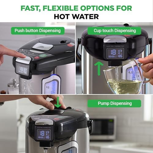 NutriChef Digital Water Boiler and Warmer - 5L/5.28 Qt Stainless Electric Hot Water Dispenser w/LCD Display, Rotating Base, Keep Warm, Auto Shut Off, Safety Lock, Instant Heating for Coffee & Tea - Image 2
