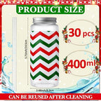 Skylety 30 Pcs Christmas Plastic Cups with Lids Straws 13.5 Oz, Cute - Image 2