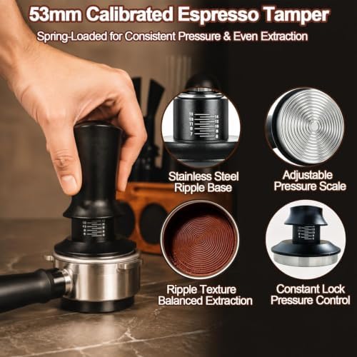 26 PCS Espresso Accessories Kit, 53mm Espresso Tools kit with espresso tamping station,Distributor,Tamper,WDT tool espresso,Dosing Funnel,Brush,Puck Screen,Coffee Stencils,Air blower ﻿ - Image 3