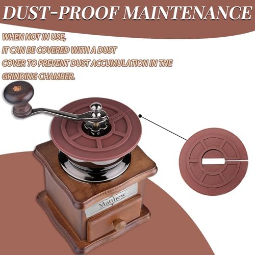 Customizable Wooden Manual Coffee Grinder Set Hand Crank Mill with Removable Bin Dust Cover & Scoop Personalized Nameplate Gift for Camping, Home, Travel - Image 5