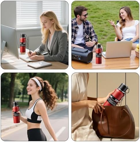 Upgrade 3in1 Water Bottles with Travel Mug Coffee Cup Cap, Tea Infuser,Carrying Loop,Thermal Wide Mouth Bottle, Vacuum Insulated 316 Stainless Steel Flask Leak Proof,BPA-Free (red, 1980ml) - Image 7