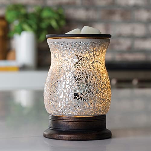 Candle Warmers ETC. Illumination Fragrance Warmer- Light-Up Warmer for Warming Scented Candle Wax Melts and Tarts or to Freshen Room, Reflection Mosaic Silver Glass - Image 3