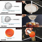 Gourmet Easy Stainless Steel Fine Mesh Strainer Combo, Spill-proof Design - Image 2