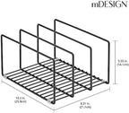 mDesign Metal Pan Organizer for Kitchen Cabinet, Counter, Pantry Shelf - 3 Slots for Baking Sheets, Muffin Pans, Cutting Boards, Frying Pans - Pan Organizer and Storage - Concerto Collection - Black - Image 3