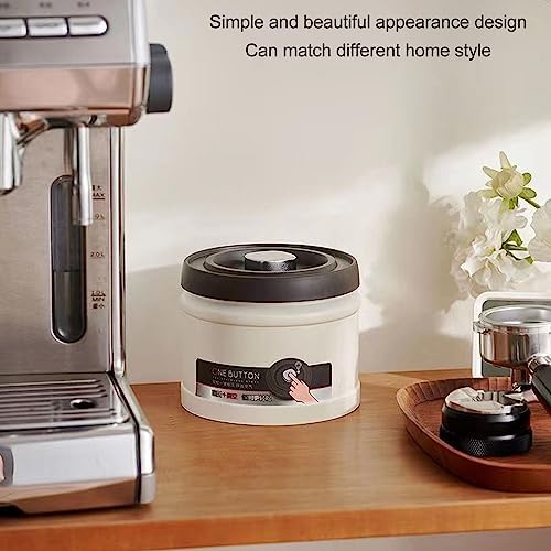 Stainless Steel Coffee Canister,Vacuum Sealed Coffee Container 304 Stainless Steel Press Type Airtight Food Storage Container for Coffee Beans Tea Nuts 1100ML Stainless Steel Color(1600ML-Beige) - Image 3