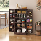 kepptory 47" Freestanding Kitchen Pantry Cabinet with Adjustable Shelves by kepptory
