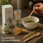 Japanese Matcha Whisk Set, 100-Prong Tea Brush and Scoop for Tea Practice - Image 5