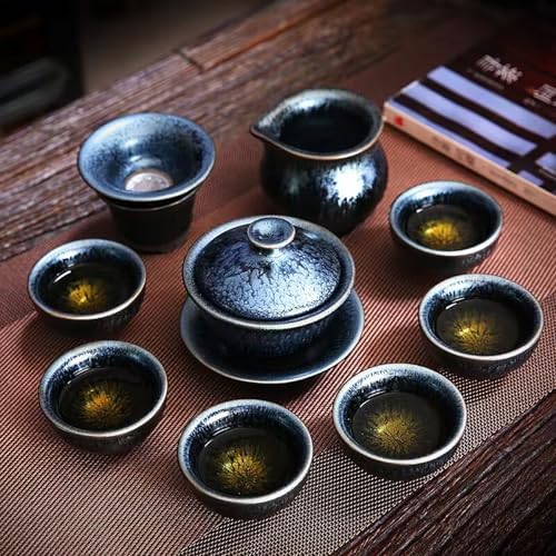 Jianzhan Chinese Tea Set, Tenmokus Tea Cup Set (Grey) by APINGJENZ