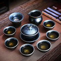 Jianzhan Chinese Tea Set, Tenmokus Tea Cup Set (Grey) by APINGJENZ