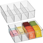 iDesign 4-Section Storage Bin for Tea Bags or Sweeteners in Pantry or Cabinet, Set of 2, Clear by iDesign