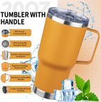 20oz Insulated Tumbler with Handle Stainless Steel Travel Coffee Mug with Lid and Straw Double Wall Vacuum Leak-proof Reusable Thermal Water Cup for Hot and Cold Drinks (Multicolor-9,6 Pack) - Image 3