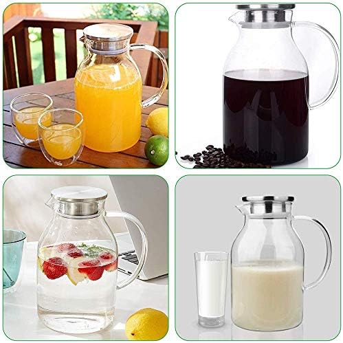 68OZ Glass Pitcher with Lid and Spout - High Heat Resistance Pitcher for Hot/Cold Water & Iced Tea (2.0L) - Image 6