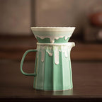Green Ceramic Pour Over Coffee Maker Set, Procelian Coffee Dripper Brewer Heat Resistant Coffee Pot Decanter ACM08G - Image 2