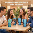 20 oz Blue Glass Tumbler with Lid and Straw, Glass Iced Coffee Cups, Spill-proof Glasses Tumbler with Handle, Glasses Drinking Set of 2, Vintage Glassware for Cocktail, Smoothies - Image 6