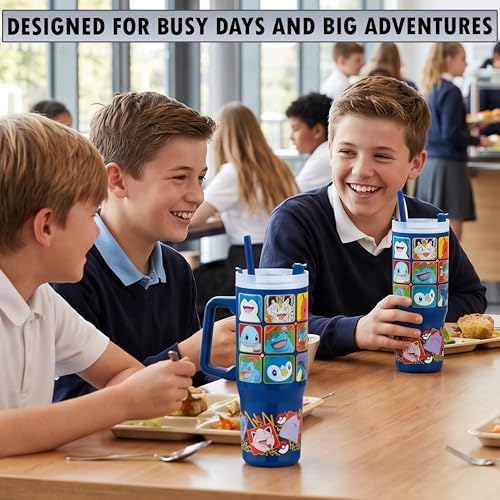 Get Trend Pokemon Tumbler with Handle and Straw 32 oz, Keeps Hot 8 Hrs, Cold 12H & Ice 42H, BPA-Free Insulated Stainless Steel Water Bottle, Travel Mug, Gamer Gifts (Multi Pokemon) - Image 3
