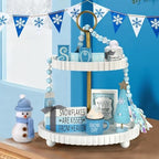 Winter Decorations for Home Office 8 PCS Snowman Tiered Tray Decor Set - Image 2