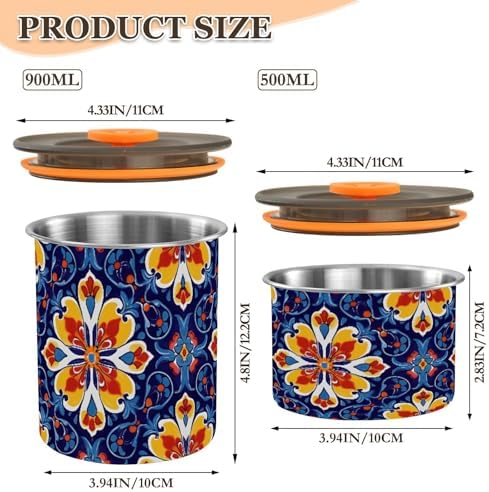 Stainless Steel Coffee Storage Containers with Airtight Lid, Colorful Mexican Talavera Mandala 17oz Food Storage Container Kitchen Canister for Tea, Coffee Beans, Ground, Sugar Storage - Image 2