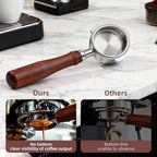 ShanSon Espresso 58mm Bottomless Portafilter with Stainless Steel 2 Ears Filter Basket,Natural Wood Handle,18g Filter Basket Included,for Breville - Image 3