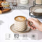 GBhome 6 OZ Coffee Mugs with Saucer and Stand, Ceramic Espresso Coffee Cup - Image 3